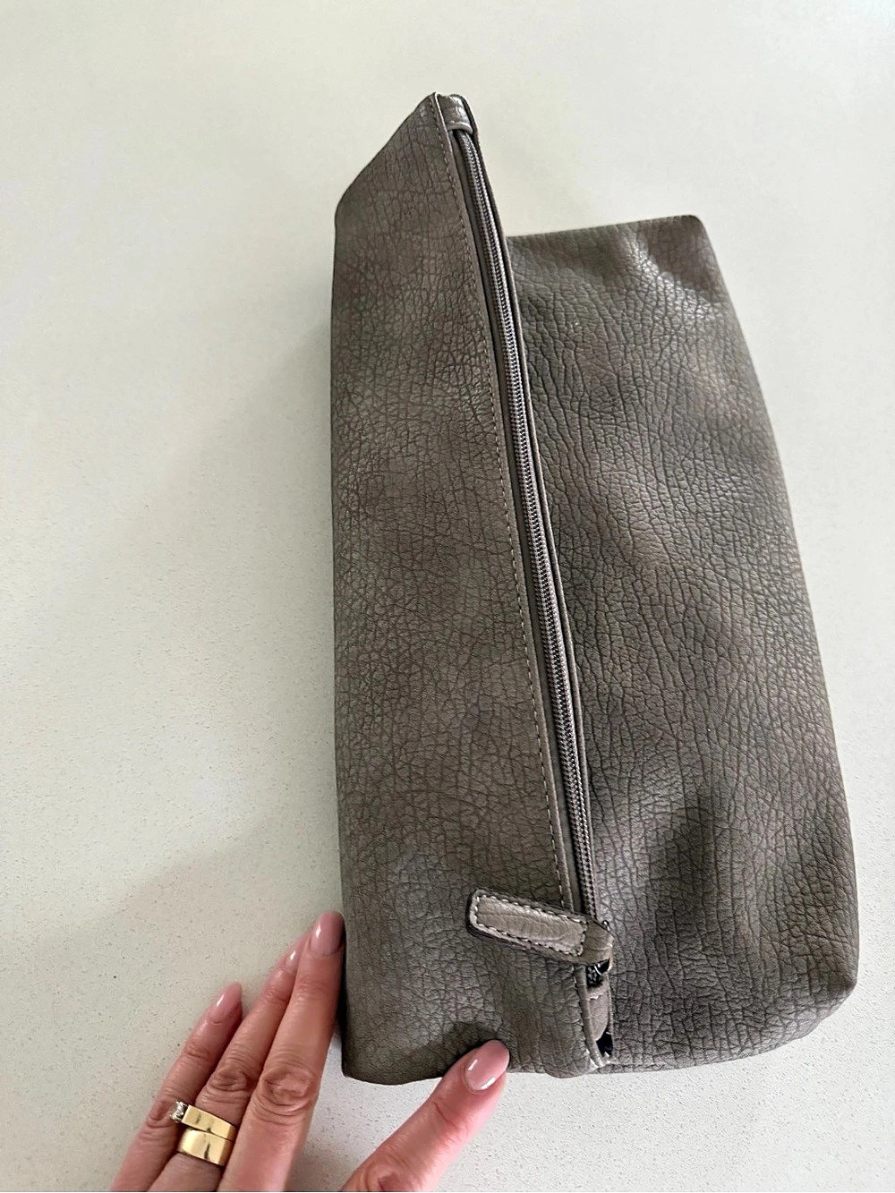 Free People NWT oversized Clutch Bag in Pebble Taupe Grey